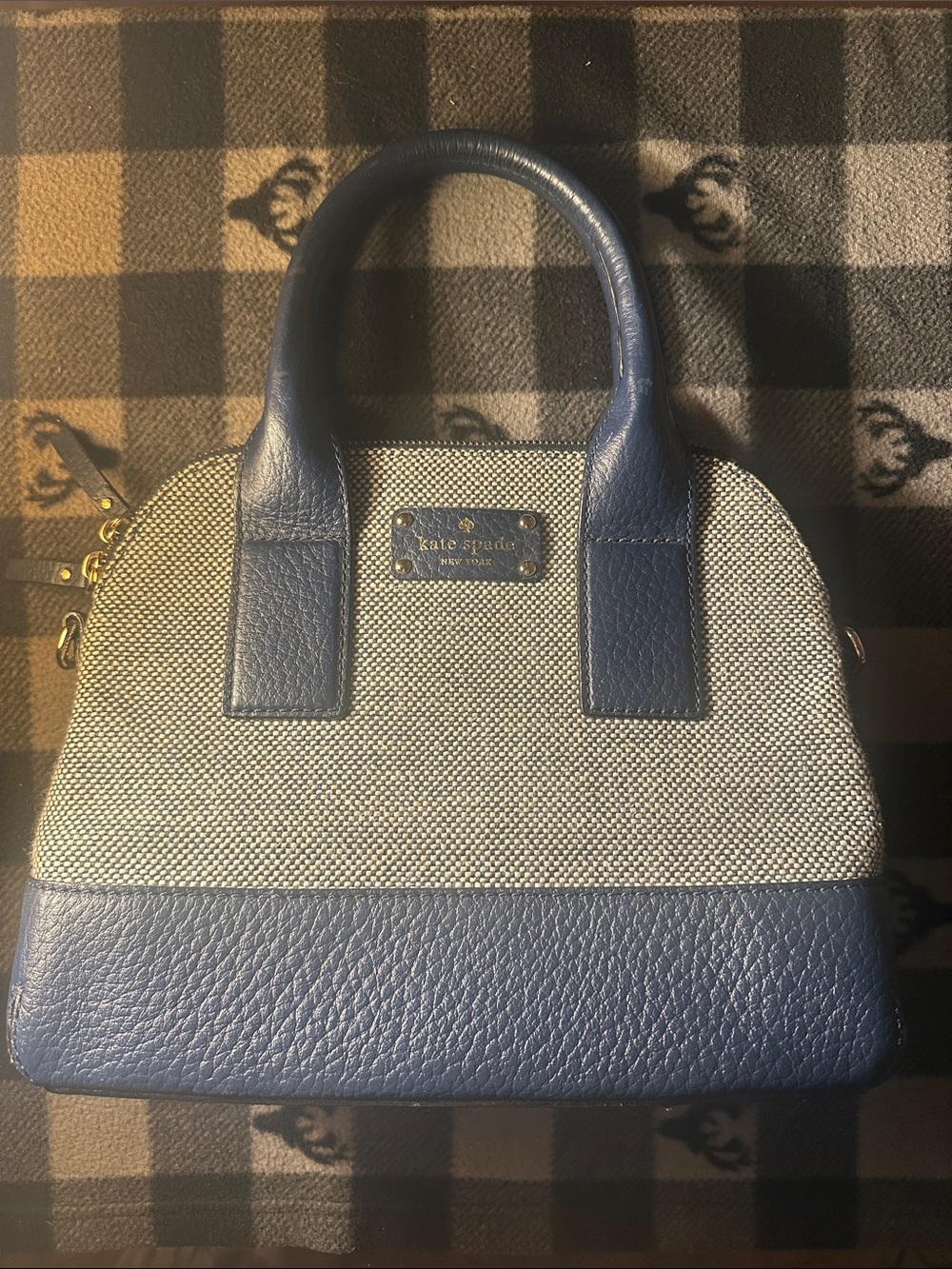 kate spade Blue & Cream Textured Dome Satchel